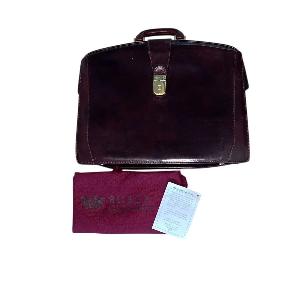 Bosca Men’s Italian Leather Briefcase w/ key, tag & dust bag